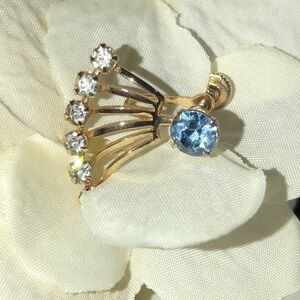 -Gold & Blue stones earrings with screw backs